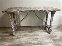 Distressed Wood Table w/ Metal Accents