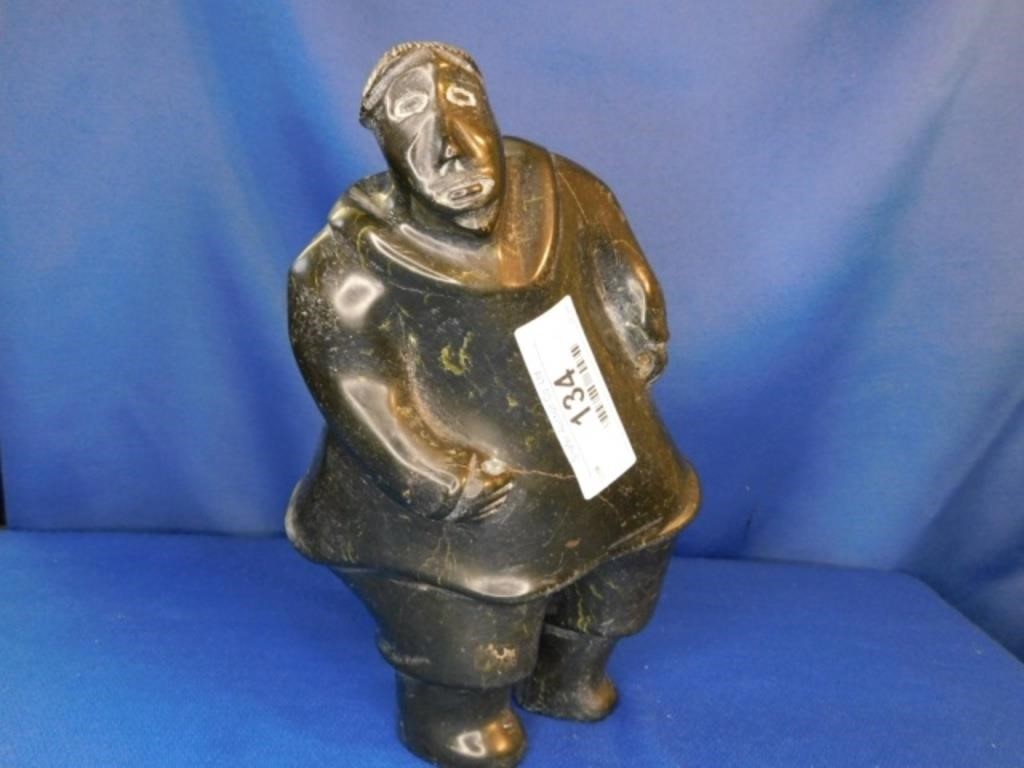 Inuit Soapstone Carving - Hunter - 10" T