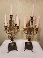 Pair of Brass Candelabras