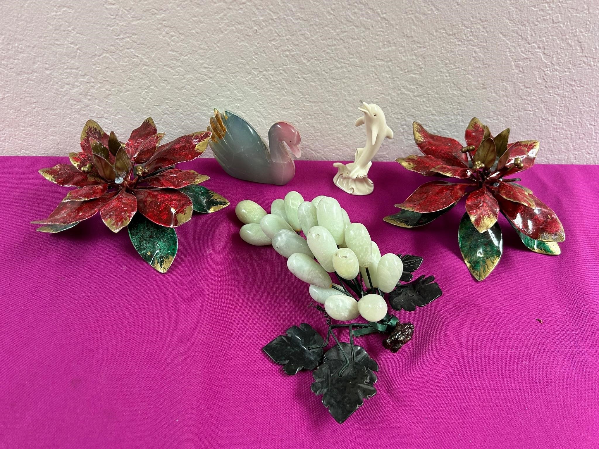 Jade Grapes, Lenox Dolphin, Stone Swan ++