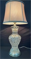 CHIC HEAVY GLASS TABLE LAMP W SILK SHADE
