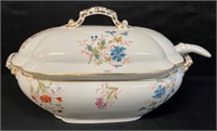 NICE 1800'S HAND PAINTED COVERED SOUP TUREEN
