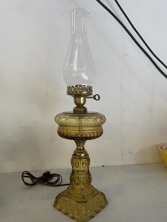 Antique Large Amber Electric Lamp