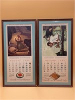 Framed Morrell’s Mark Twain Calendar Aug & Sep ‘46