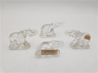 Four 1941 L.E. SMITH Glass Elephant Figures