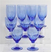 9pc (2 Sizes) Blue Glass Goblets