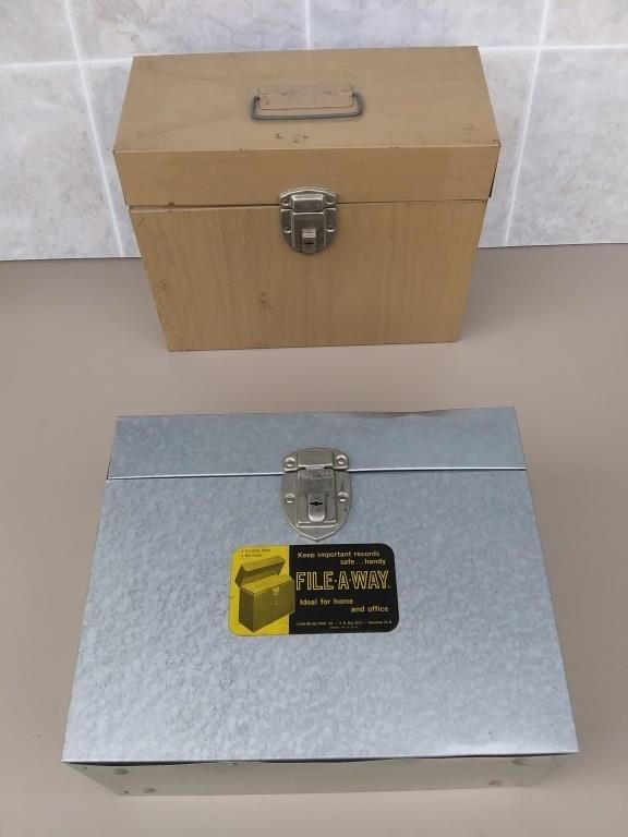 (2) Vintage Metal File-A-Way Storage Boxes