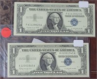 2X BID - 1957-A, 57-B UNC $1 SILVER CERTIFICATES