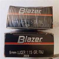 2 BOXES BLAZER 9MM 50 ROUNDS EACH