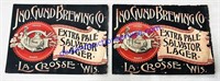 Pair of Paper Stock Ino Gund Brewing Co. Signs