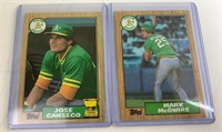 Rookie Jose Canseco & Mark McGwire Baseball Cards