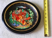 Russian legends collector plate in lacquered wood