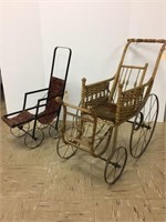 Two Victorian doll carriages