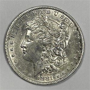 1881-O Morgan Silver $1 AU details