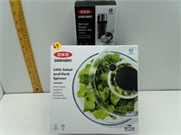 NEW OXO SALT N PEPPER SHAKERS W/SALAD SPINNER