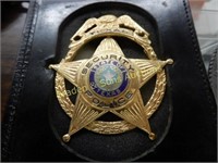 VINTAGE TEXAS SECURITY POLICE BADGE IN BIANCHI