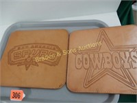 GROUP OF 2 CUSTOM MADE LEATHER MOUSE PADS