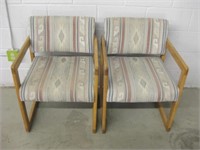 2 Upholstered Wood Waiting Room / Office Chairs