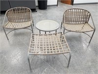 4 PC PATIO SET CHAIRS, TABLE, OTTOMAN