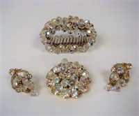 3 Piece Vintage Crystal Jewelry Lot