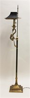 French Empire Brass Reading Lamp w Swan Tole Shade