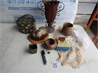 FANCY WORKS, POTTERY VASE, EARLY TIN, MORE