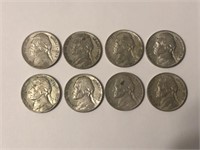Lot of 8 Silver War Nickels