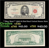 **Star Note** 1963 $5 Red Seal United States Note