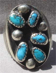 Sterling silver and turquoise ring.