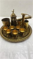 Vintage Oriental brass coffee and tea set 12pcs