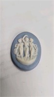 Vintage Blue white cameo with 3 ladies