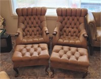 2 SIGNED Forslund Leather Chairs Sets Quality