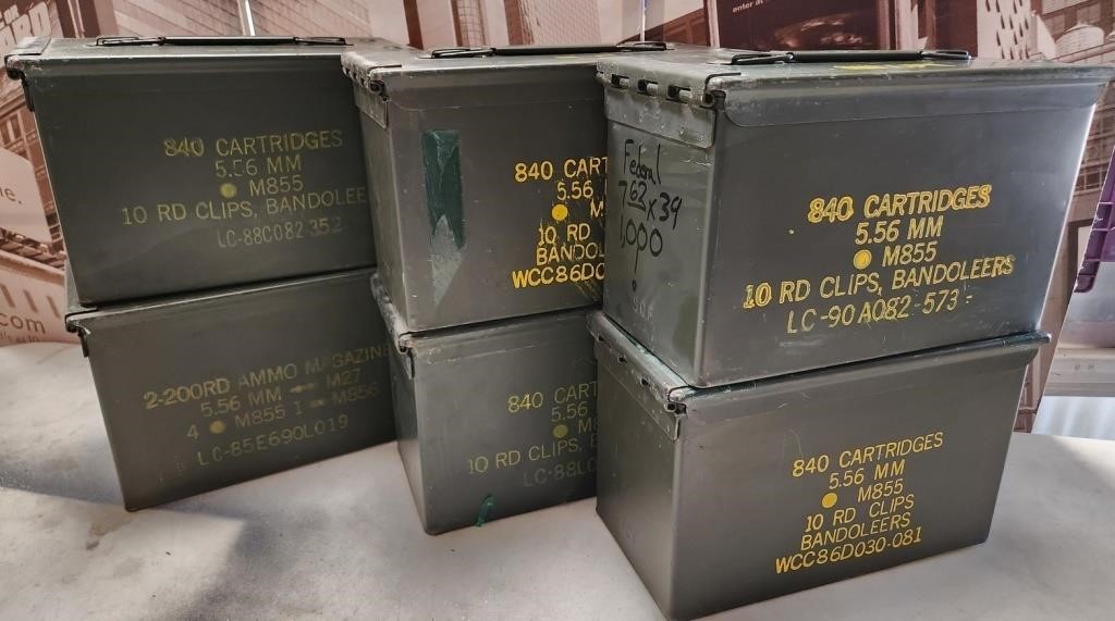 W - LOT OF 6 EMPTY AMMUNITION BOXES (W47)