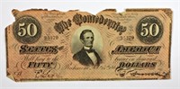 1864 $50 CONFEDERATE STATE OF AMERICA