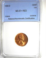 1956-D Cent MS67+ RD LISTS $1700