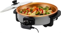 OVENTE Electric Skillet  12 Inch  Nonstick Copper