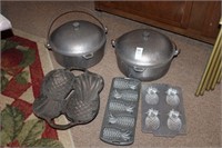 (2) Aluminum Pots & Cast Iron Molds