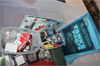 Tote of R/C Tank Books and Parts
