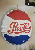 28" Pepsi bottle cap metal sign Stout Sign Co