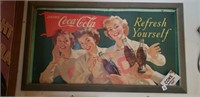 1947 cardboard Coca Cola sign 19 x 36"