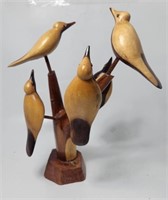 Wood Sculpture 5 Birds Tree
