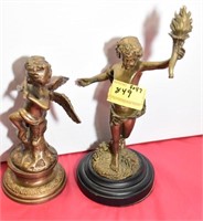 2 SMALL BRASS STATUES