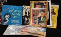 ASSORTED RECORDS & MAGAZINE CLIPPINGS