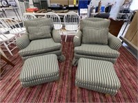 Pair of Upholstered Chairs w/ Ottoman