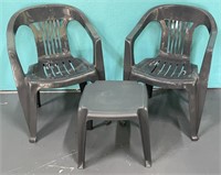 Outdoor Chairs (2) & Small Plastic Table