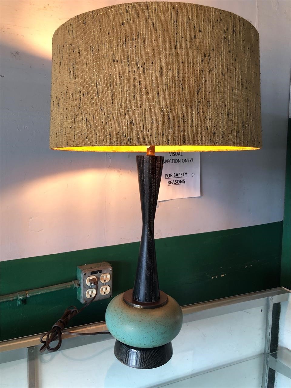 Vintage 1950s Table Lamp with Drum Shade