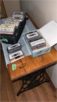 Assorted  cassette  tapes and school box