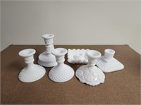 6 Milk Glass Candle Holders