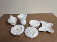 6 Pc of Milk Glass Dishes