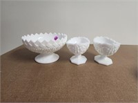 3 Milk Glass Candle Holders